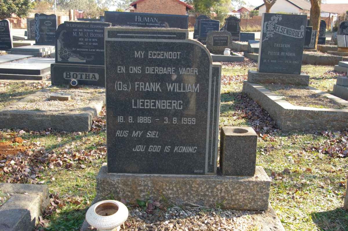 LIEBENBERG Frank William 1886-1959