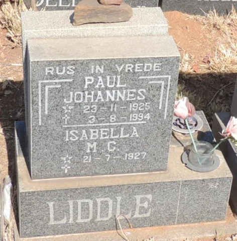 LIDDLE Paul Johannes 1925-1994 & Isabella M. C. 1927- 