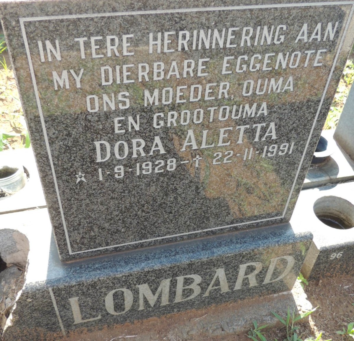 LOMBARD Dora Aletta 1928-1991