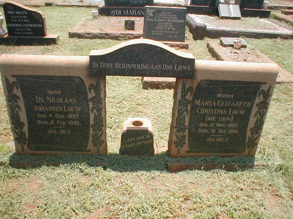 LOUW Nicolaas Johannes 1887-1952 &amp; Maria Elizabeth Christina LOUW 1893-1950