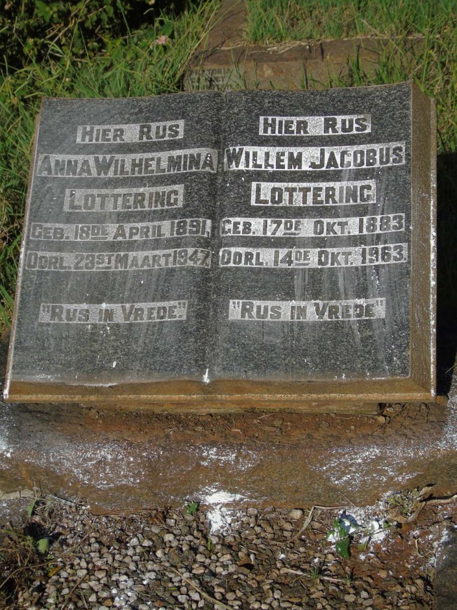 LOTTERING Willem Jacobus 1883-1963 & Anna Wilhelmina 1891-1947