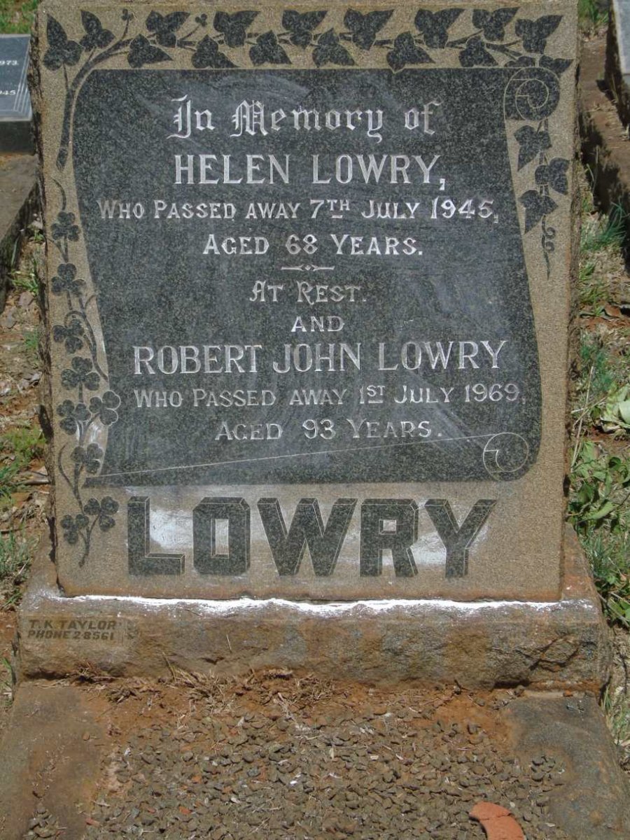LOWRY Robert John -1969 & Helen -1945