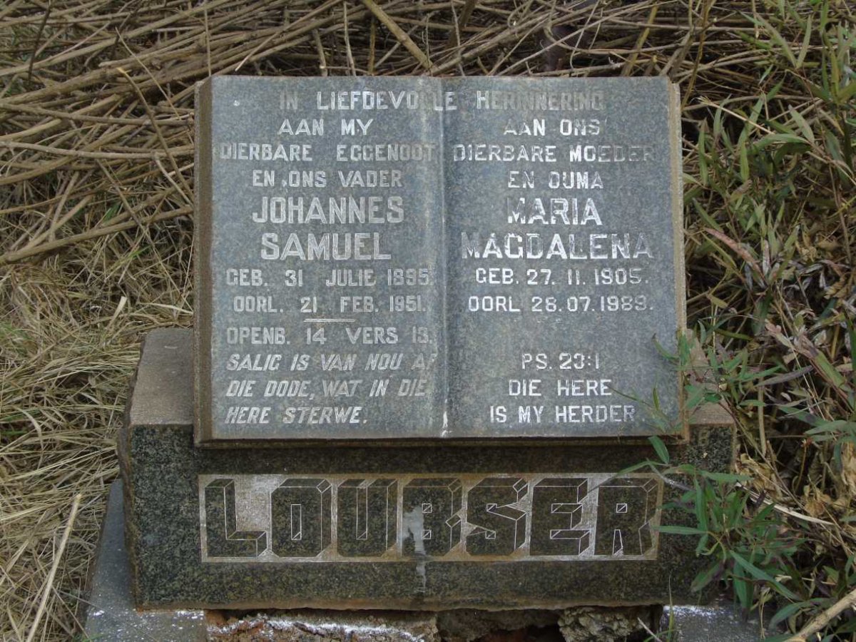 LOUBSER Johannes Samuel 1895-1951 & Maria Magdalena 1905-1989