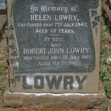 LOWRY Robert John -1969 & Helen -1945