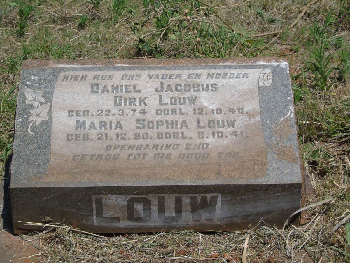 LOUW Daniel Jacobus Dirk 1874-1940 &amp; Maria Sophia 1880-1941