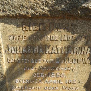 LOUW Johanna Katharina nee SCHOEMAN 1865-1922