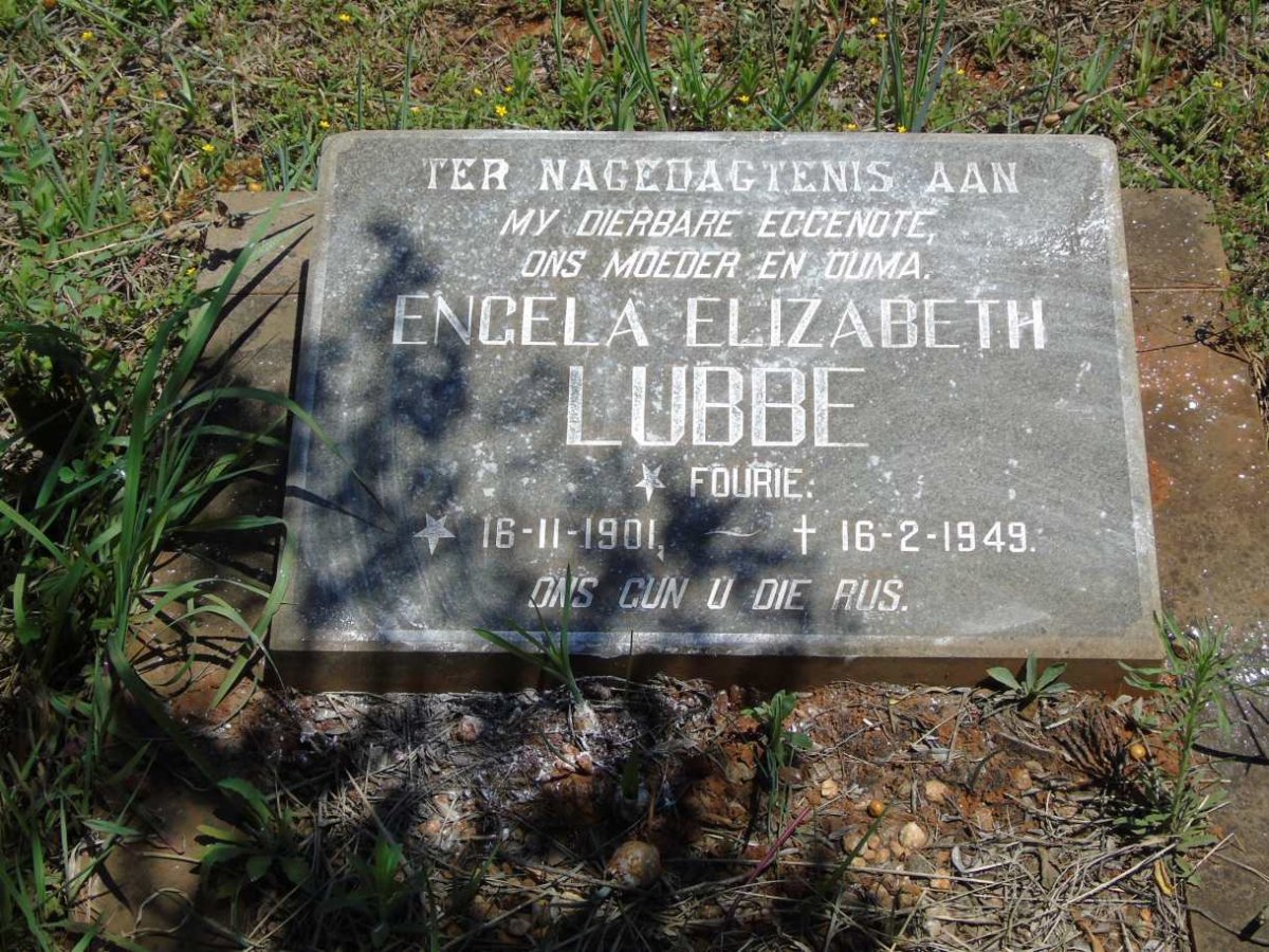 LUBBE Engela Elizabeth nee FOURIE 1901-1949