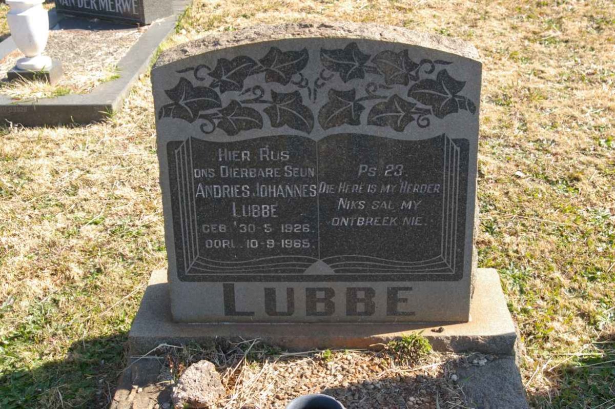 LUBBE Andries Johannes 1926-1965