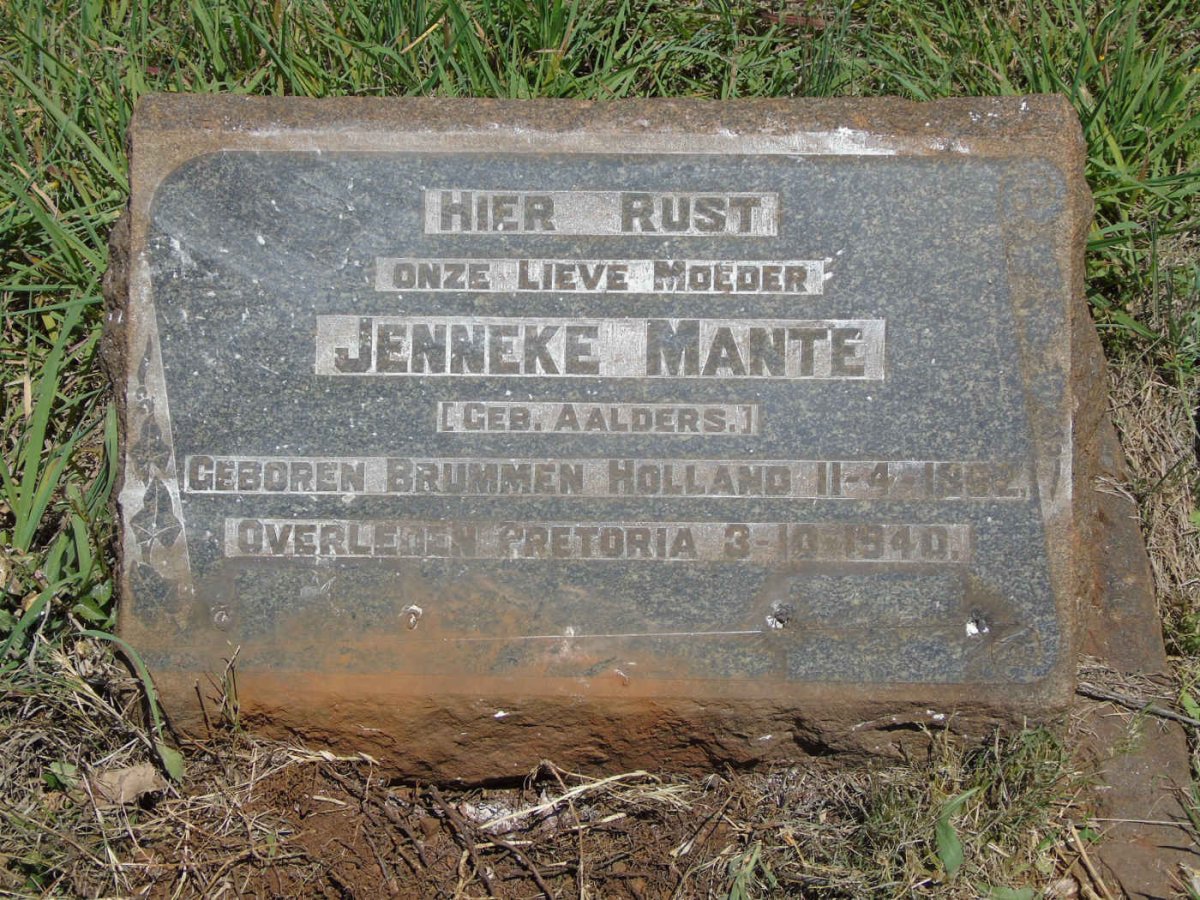MANTE Jenneke nee AALDERS 1862-1940