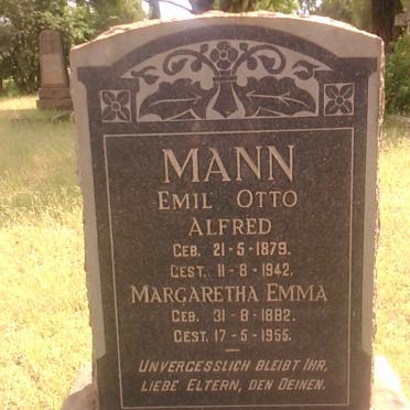 MANN Emil Otto Alfred 1879-1942 &amp; Margaretha Emma 1882-1955
