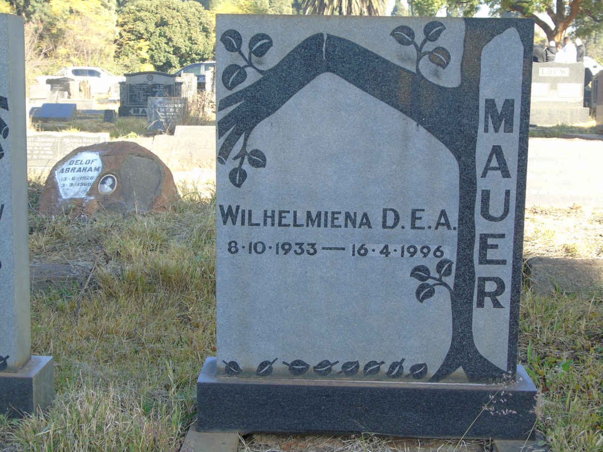 MAUER Wilhelmiena D.E.A. 1933-1996