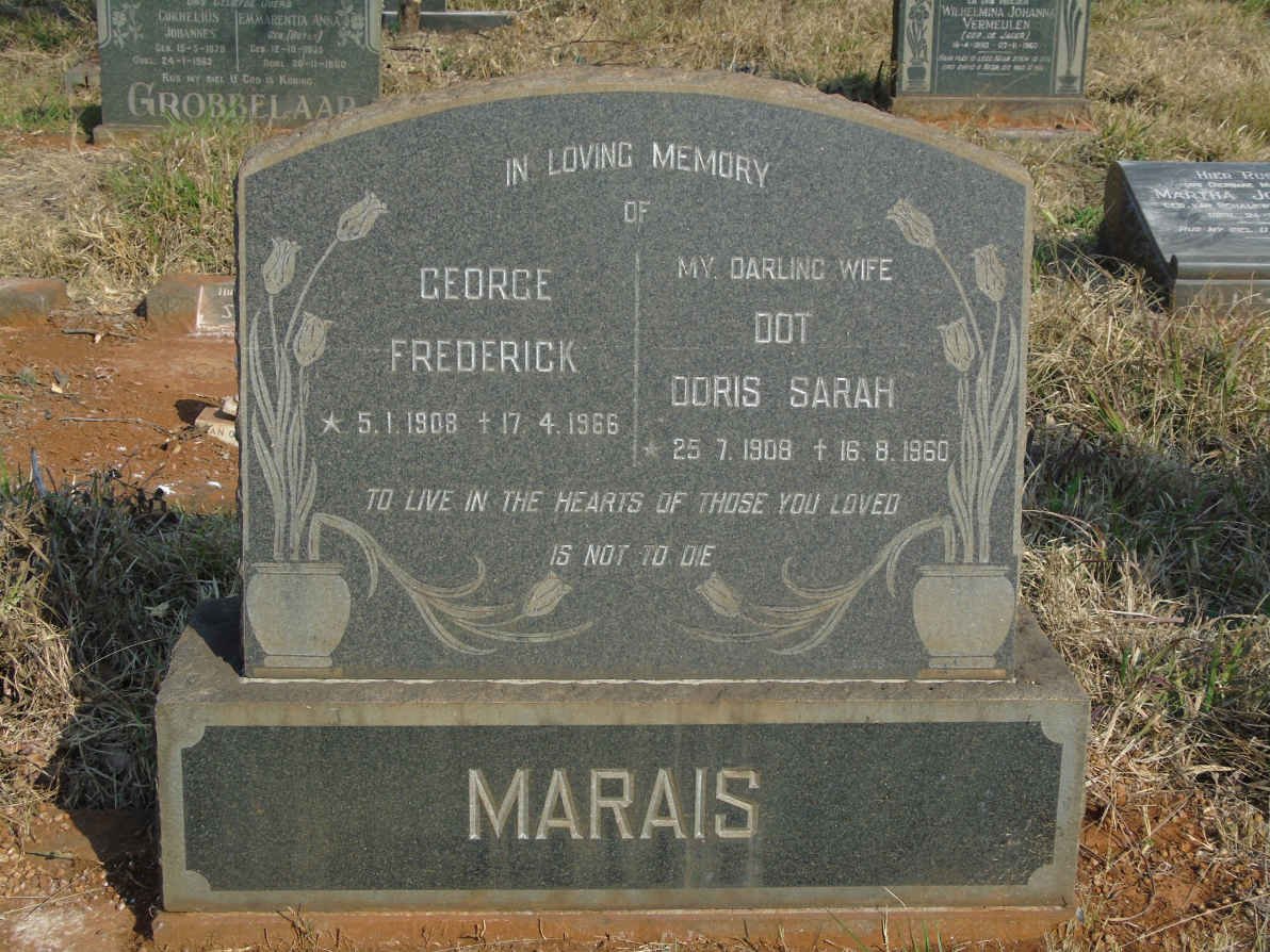 MARAIS George Frederick 1908-1966 &amp; Doris Sarah 1908-1960