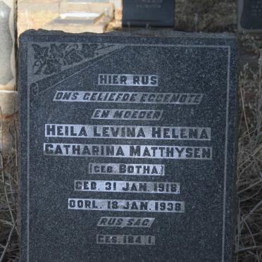 MATTHYSEN Heila Levina Helena Catharina nee BOTHA 1918-1938