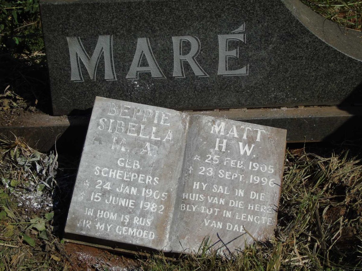 MARE Matt H.W. 1905-1996 & Beppie Sibella M.A. SCHEEPERS 1905-1982 