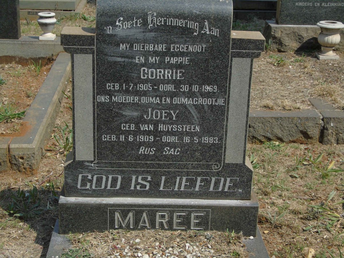 MAREE Corrie 1905-1969 &amp; Joey VAN HUYSSTEEN 1909-1983