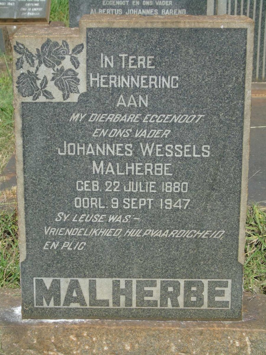 MALHERBE Johannes Wessels 1880-1947