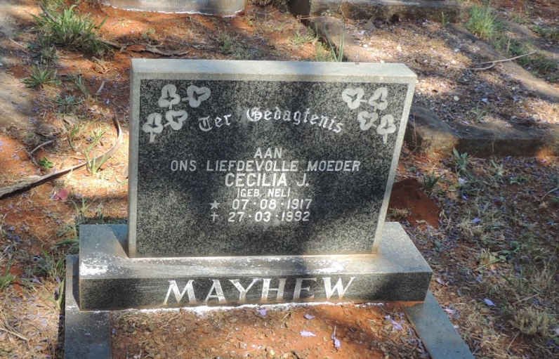 MAYHEW Cecilia J. nee NEL 1917-1992