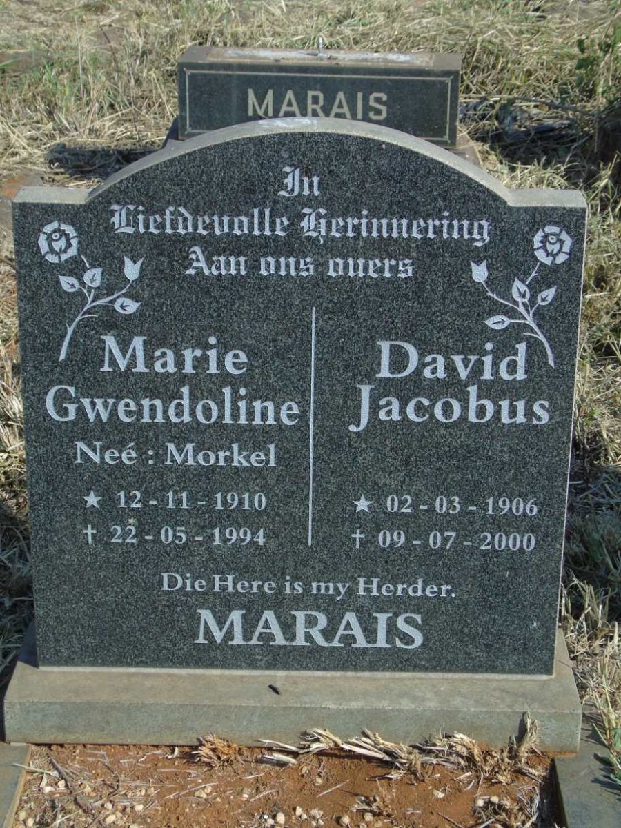 MARAIS David Jacobus 1906-2000 & Marie Gwendoline MORKEL 1910-1995