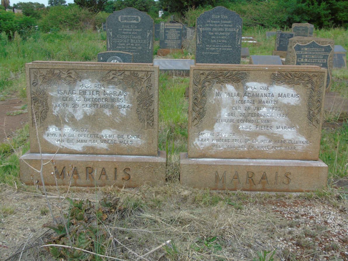MARAIS Isaac Pieter 1865-1944 &amp; Natalia Adamanta MARITZ 1873-1942