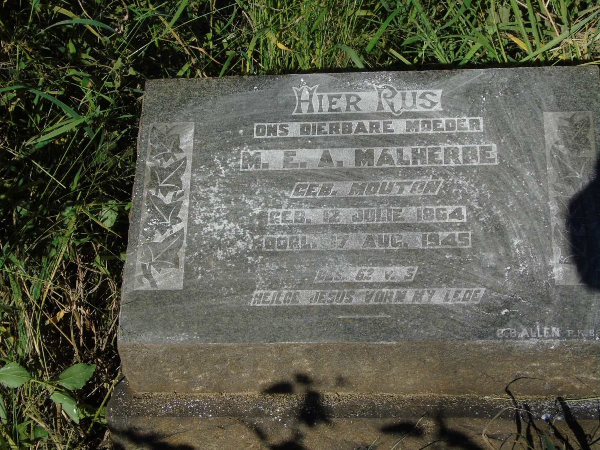 MALHERBE M.E.A. nee MOUTON 1864-1945