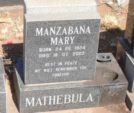 MATHEBULA Manzabana Mary 1924-2003