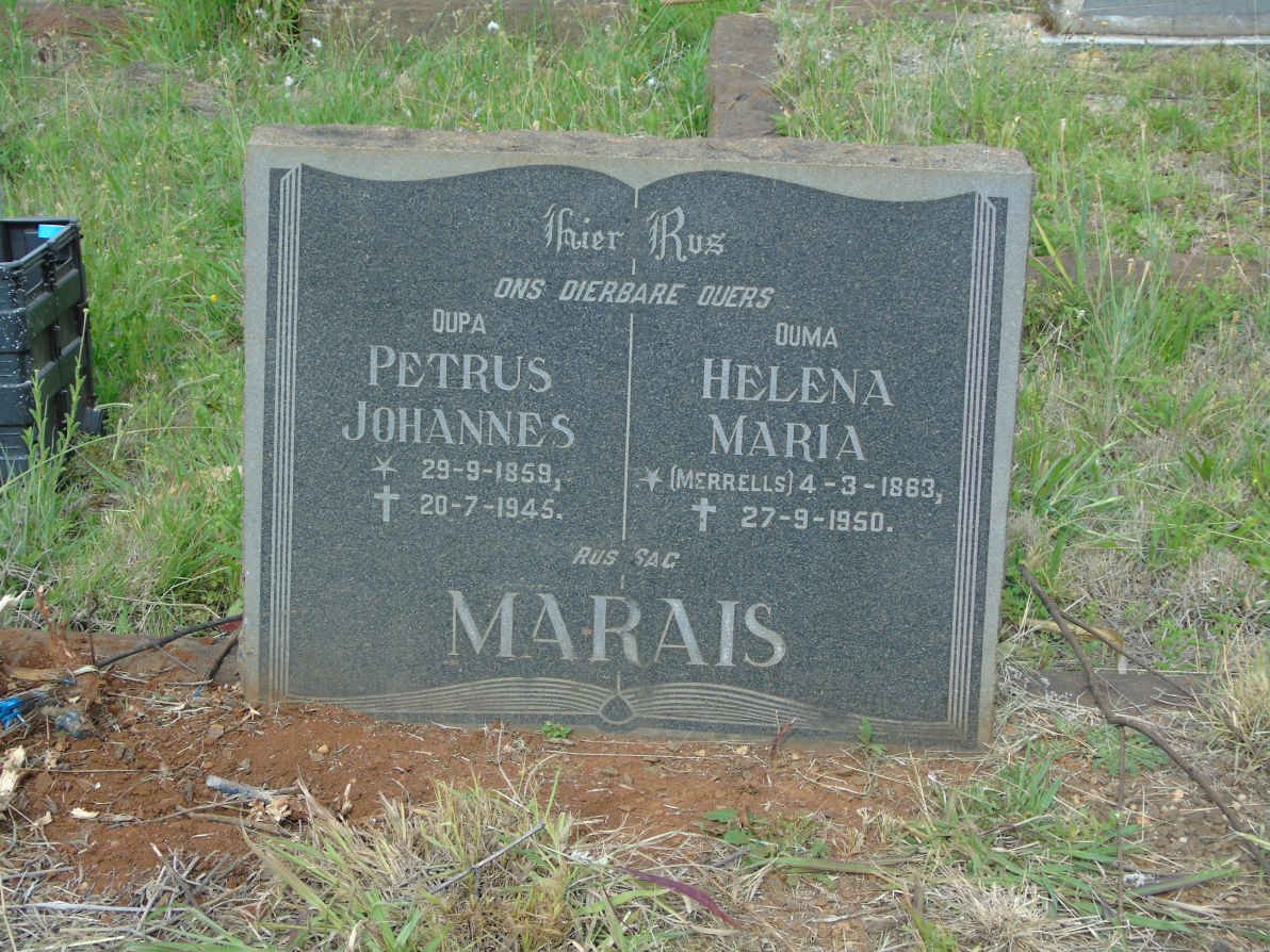 MARAIS Petrus Johannes 1859-1945 &amp; Helena Maria MERRELLS 1863-1950