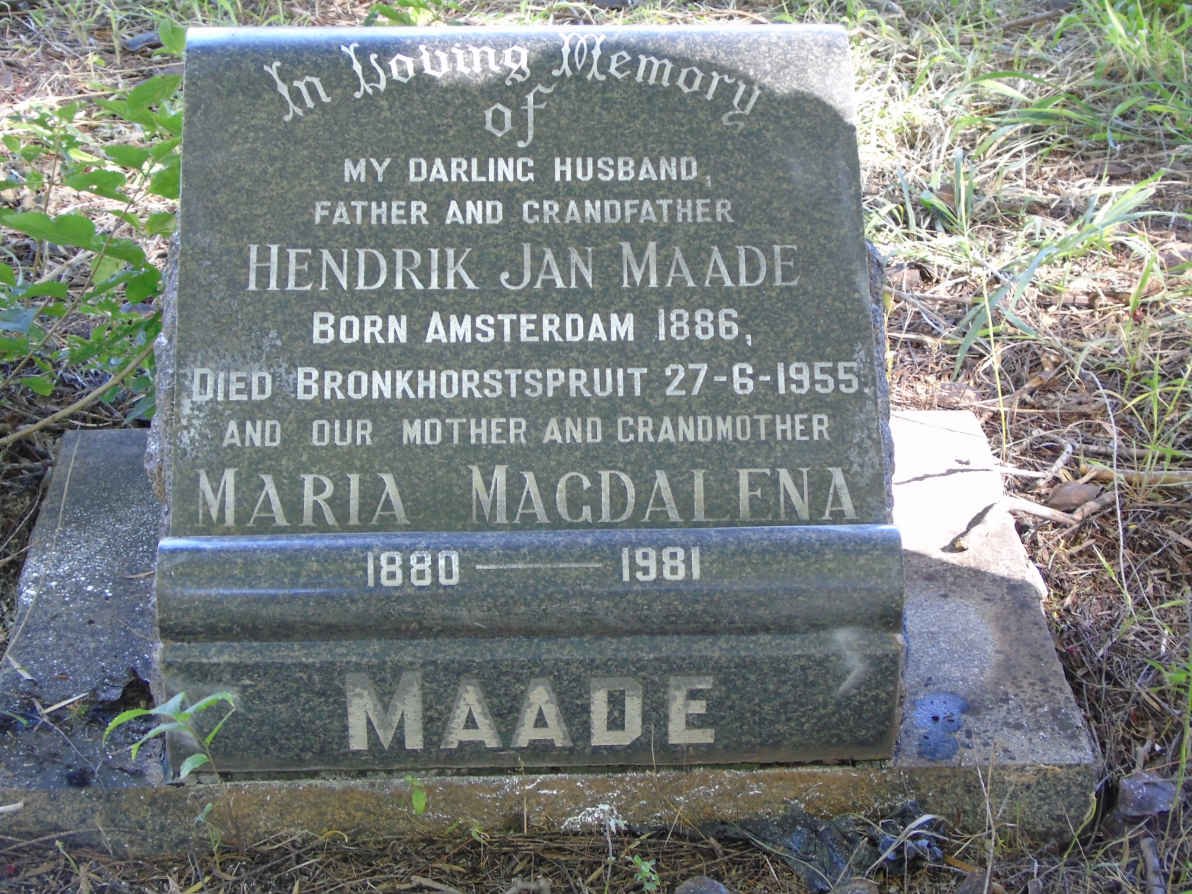 MAADE Hendrik Jan 1886-1955 &amp; Maria Magdalena 1880-1981
