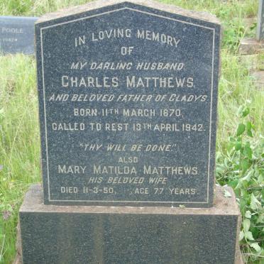 MATTHEWS Charles 1870-1942 & Mary Matilda -1950