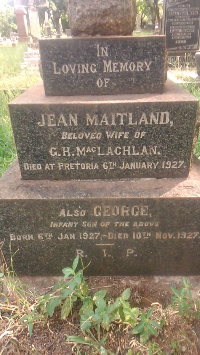 MacLACHLAN Jean Maitland -1927 :: MacLACHLAN George 1927-1927
