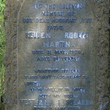 MARTIN Reuben Robert -1936 & Hester Maria Susanna 1888-1970