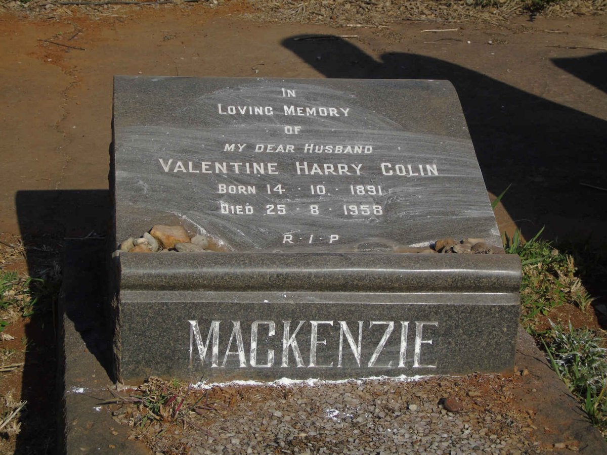 MACKENZIE Valentine Harry Colin 1891-1958