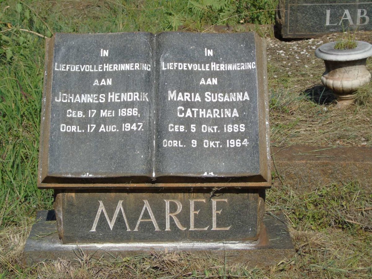 MAREE Johannes Hendrik 1886-1947 & Maria Susanna Catharina 1888-1964