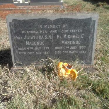 MASONDO Jutayitha S.N. 1879-1927 :: MASONDO Michael C. 1907-1948