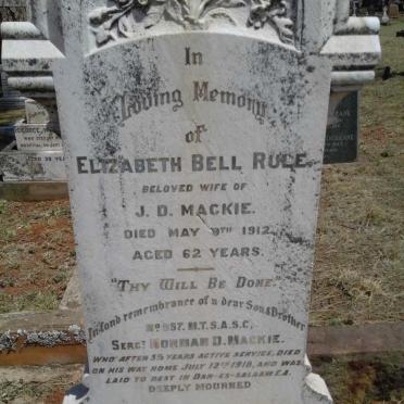 MACKIE Elizabeth Bell nee RULE -1912 :: MACKIE Norman D. -1918