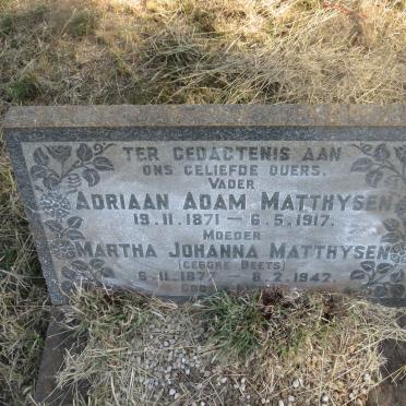 MATTHYSEN Adriaan Adam 1871-1917 & Martha Johanna BEETS 1877-1942