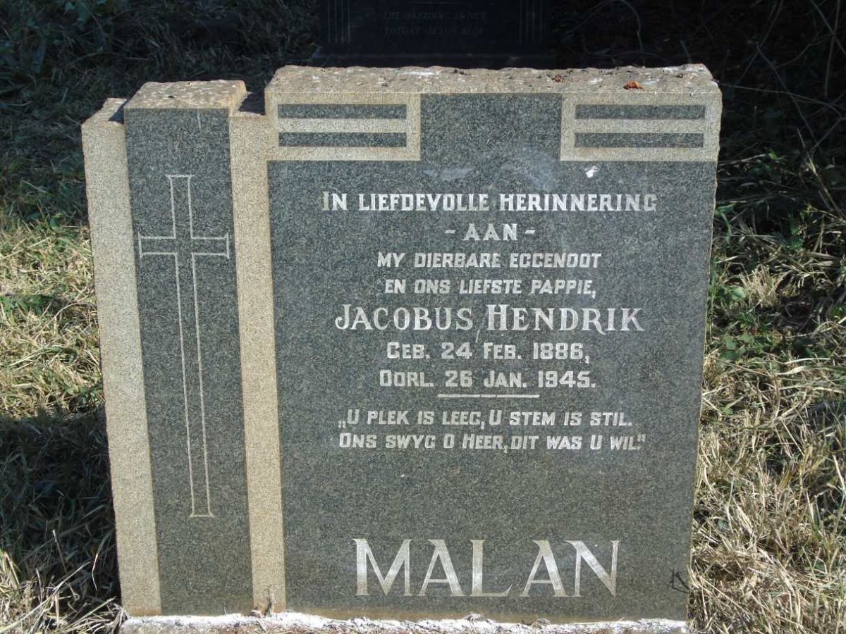 MALAN Jacobus Hendrik 1886-1945
