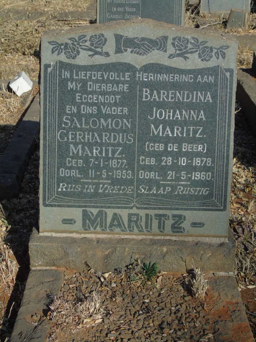 MARITZ Salomon Gerhardus 1877-1953 & Barendina Johanna DE BEER 1878-1960