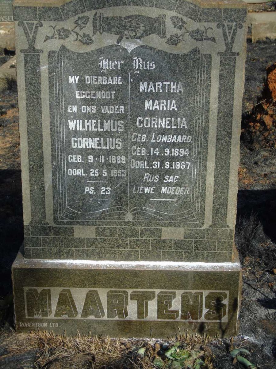 MAARTENS Wilhelmus Cornelius 1889-1953 & Martha Maria Cornelia LOMBAARD 1894-1967