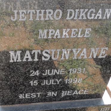 MATSUNYANE Jethro Dikgang Mpakele 1931-1998