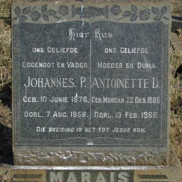 MARAIS Johannes P. 1878-1958 & Antoinette D. MORGAN 1885-1966
