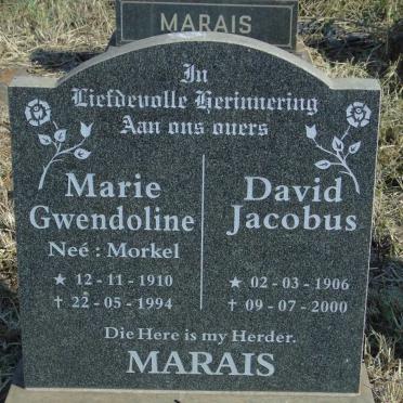 MARAIS David Jacobus 1906-2000 & Marie Gwendoline MORKEL 1910-1995