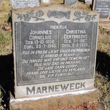 MARNEWECK Johannes Cornelius 1856-1940 &amp; Christina Gertbrecht 1867-1950