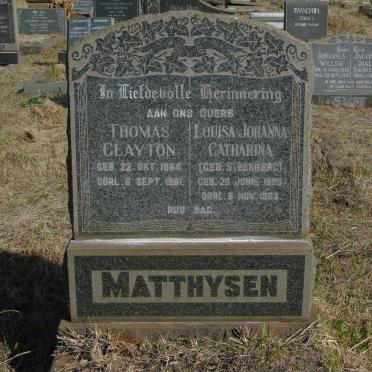 MATTHYSEN Thomas Clayton 1884-1961 &amp; Louisa Johanna Catharina STEENBERG 1886-1963