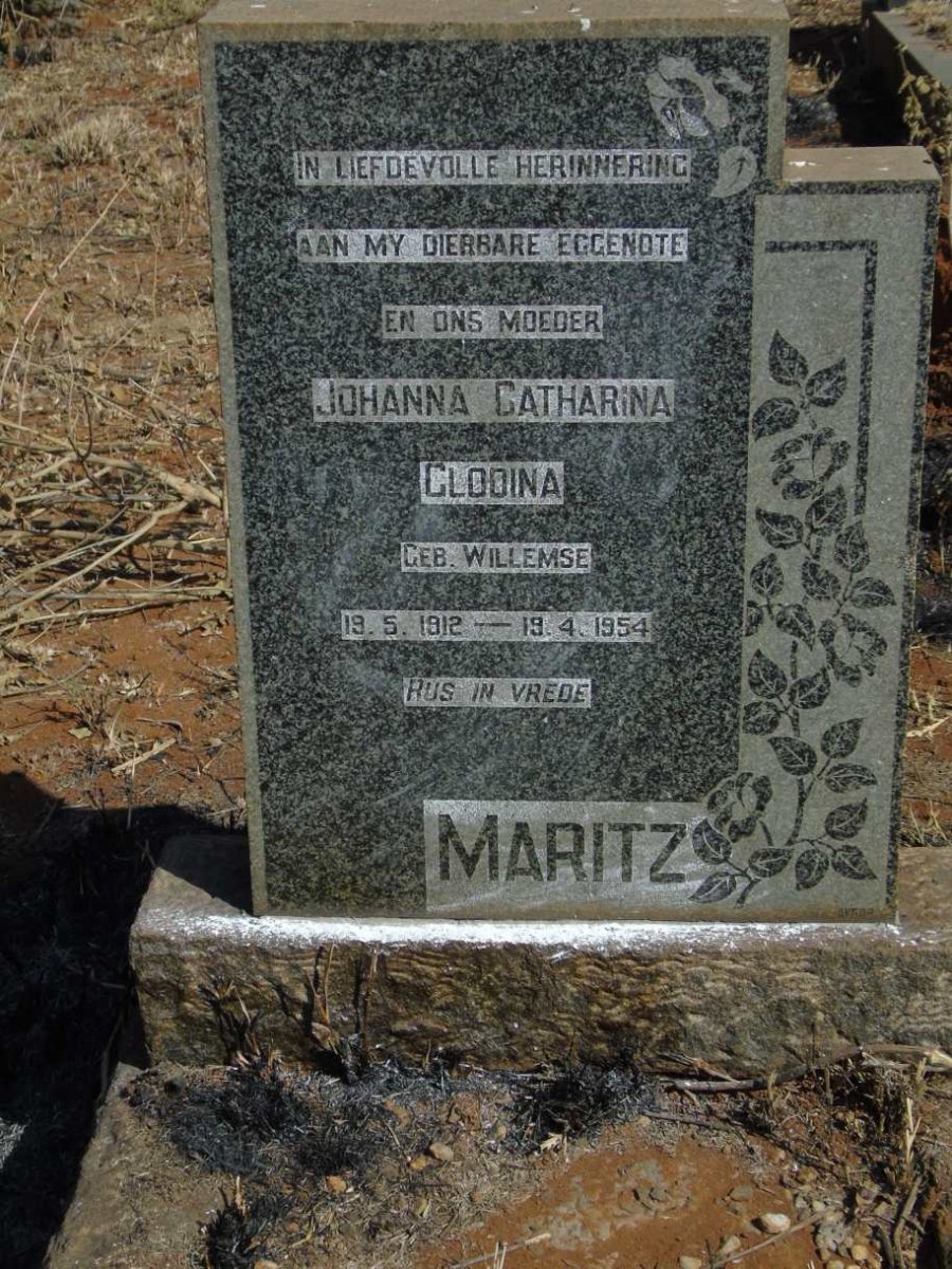 MARITZ Johanna Catharina Glodina nee WILLEMSE 1912-1954