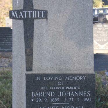 MATTHEE Barend Johannes 1889-1961 &amp; Agnes Norah 1897-1981