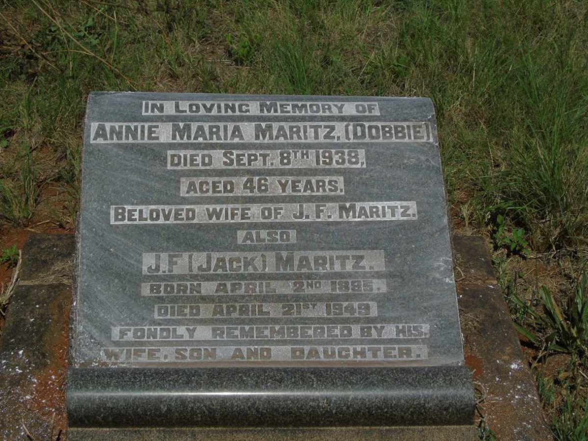 MARITZ J.F. 1885-1949 & Annie Maria -1938