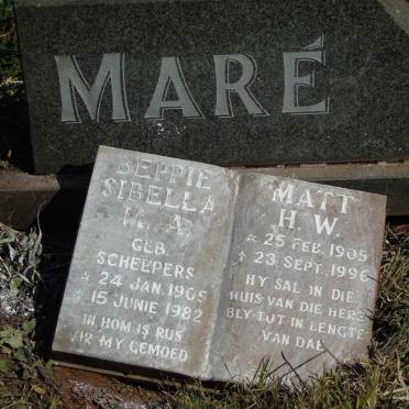 MARE Matt H.W. 1905-1996 & Beppie Sibella M.A. SCHEEPERS 1905-1982 
