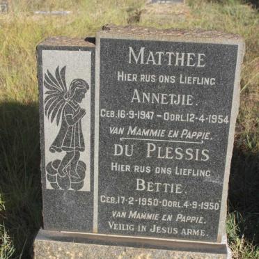 MATTHEE Annetjie 1947-1954 :: PLESSIS Bettie, du 1950-1950