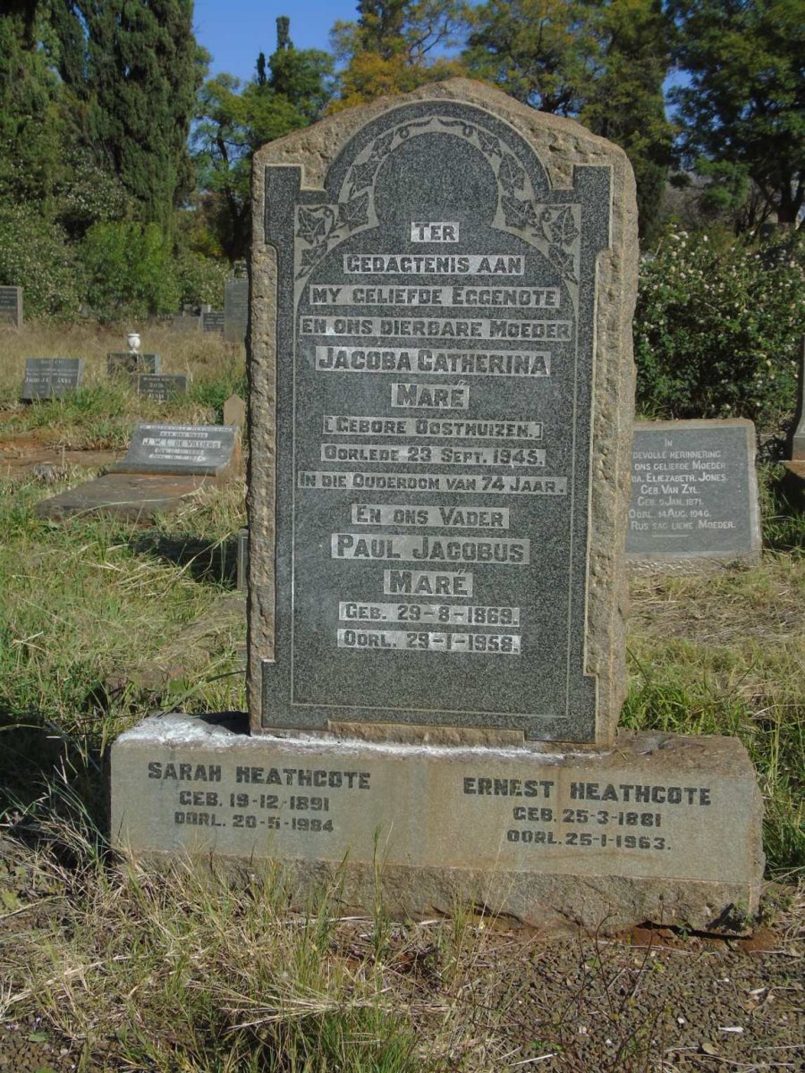 MARE Paul Jacobus 1869-1958 & Jacoba Catherina OOSTHUIZEN -1945 