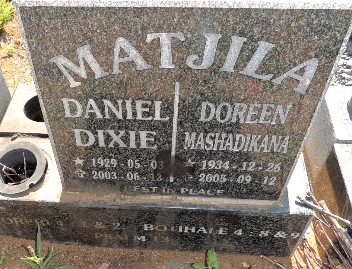 MATJILA Daniel Dixie 1929-2003 & Doreen Mashadikana 1934-2005